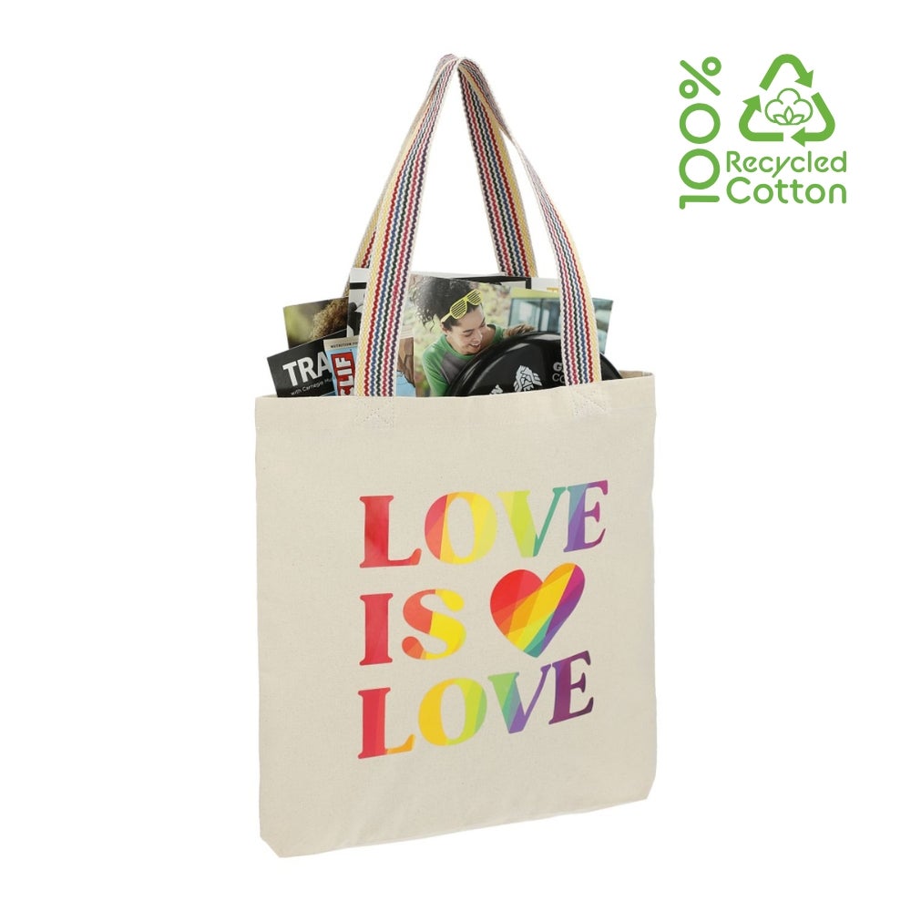 Recycled Cotton Tote Bag with Rainbow Straps | Eco